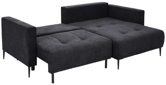 ECKSOFA in Velours Schwarz  - Schwarz, KONVENTIONELL, Textil/Metall (226/155cm) - Carryhome