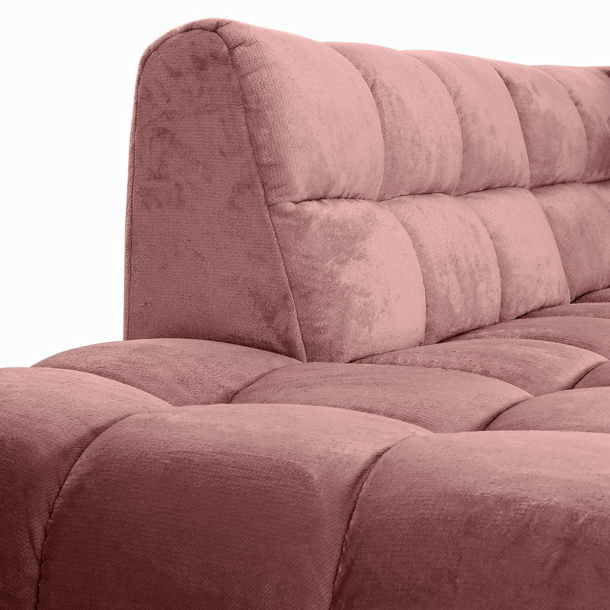 HÖRNSOFFA i plysch rosa  - svart/rosa, Klassisk, textil/plast (282/155cm) - MID.YOU