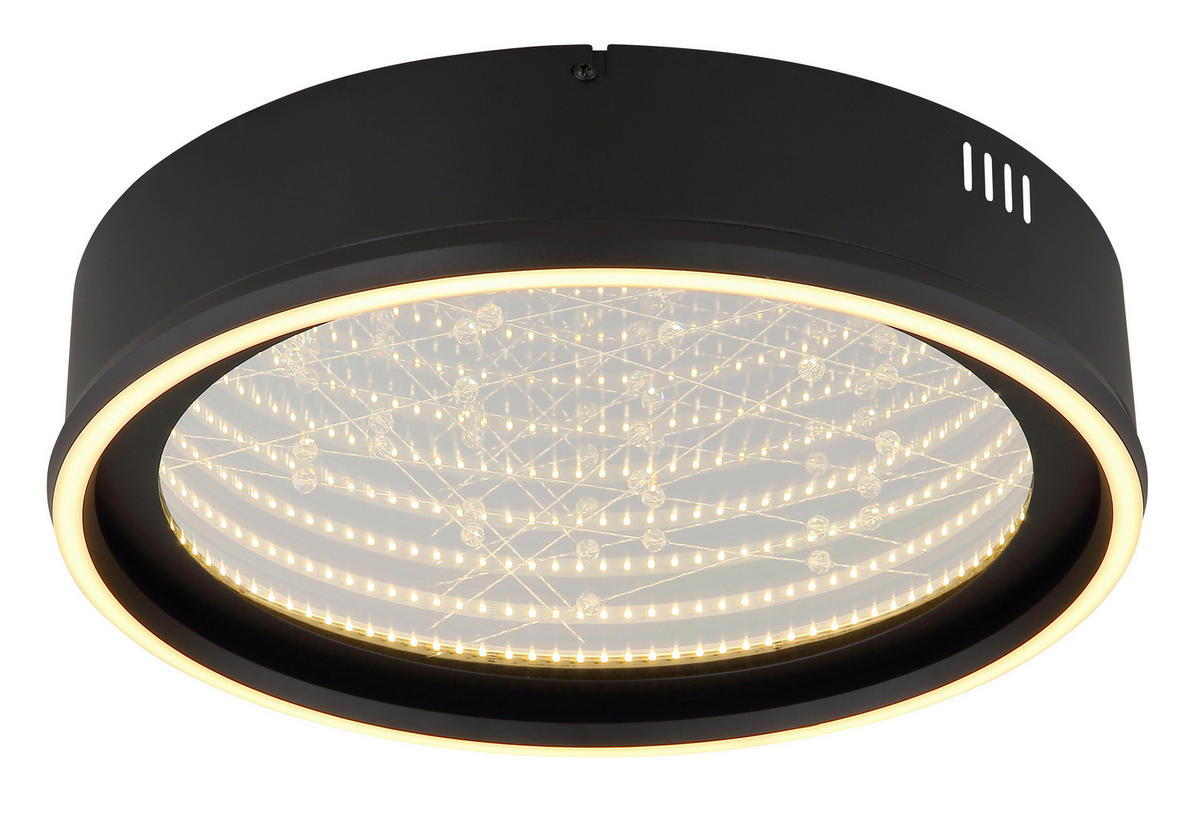 LED-DECKENLEUCHTE 40/8,5 cm   - Klar/Schwarz, Design, Glas/Kunststoff (40/8,5cm) - Globo