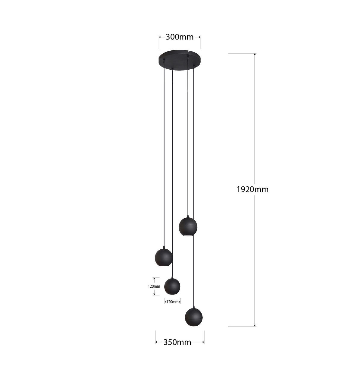HÄNGELEUCHTE MIDWAY LONG 35/35/192 cm   - Schwarz, LIFESTYLE, Metall (35/35/192cm)