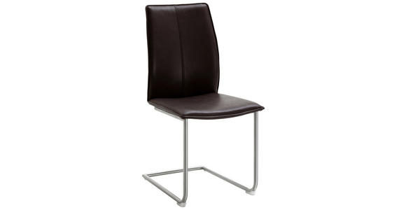 SCHWINGSTUHL in Metall, Leder Edelstahlfarben, Dunkelbraun - Edelstahlfarben/Dunkelbraun, Design, Leder/Metall (46/93/56cm) - Dieter Knoll
