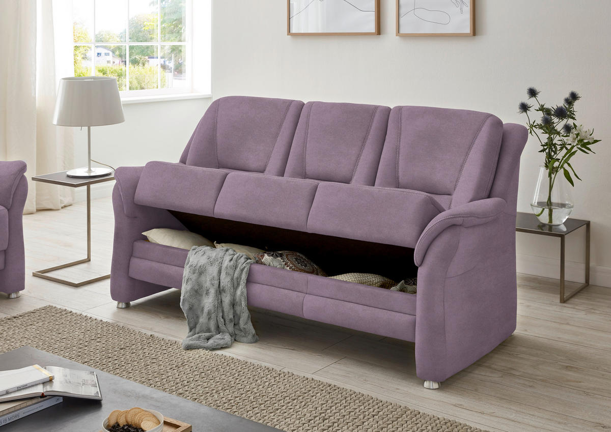 3-SITZER-SOFA in Mikrofaser Lila, Flieder  - Beige/Lila, KONVENTIONELL, Textil/Metall (198/100/89cm) - Beldomo Comfort