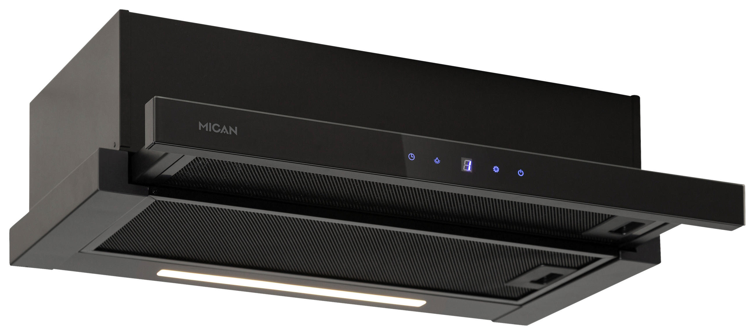 Thumbnail - Mican Dunstabzugshaube, Schwarz, Metall, A+, 60x28-43x17.6 cm, Arbeitsplatzbeleuchtung, Küchen, Küchenelektrogeräte, Dun...