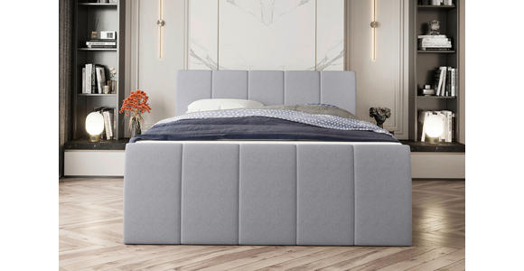 BOXSPRINGBETT 180/200 cm  in Hellgrau  - Hellgrau/Schwarz, KONVENTIONELL, Kunststoff/Textil (180/200cm) - Carryhome