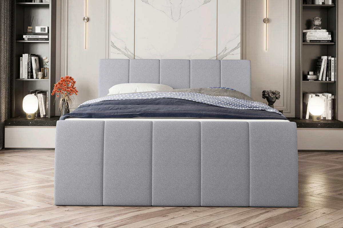 BOXSPRINGBETT 180/200 cm  in Hellgrau  - Hellgrau/Schwarz, Konventionell, Kunststoff/Textil (180/200cm) - Carryhome