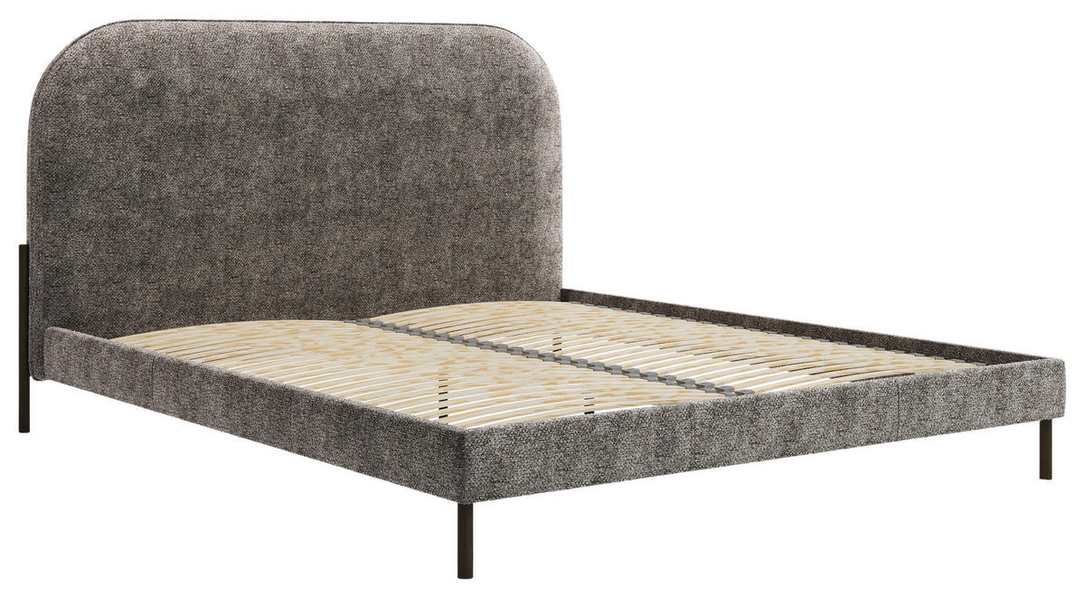 STOPPAD SÄNG ,140/200 cm  i antracit  - svart/antracit, Modern, metall/trämaterial (140/200cm) - MID.YOU