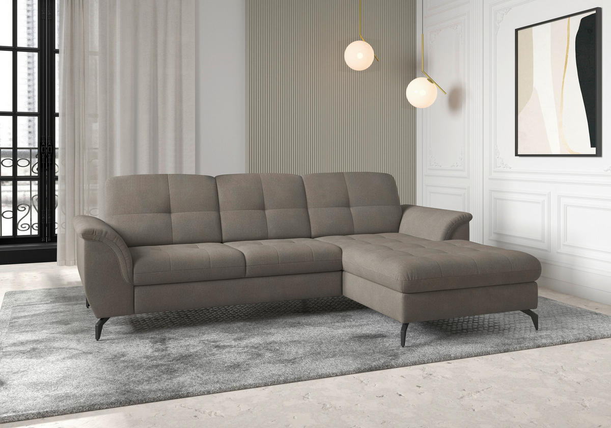 ECKSOFA in Flachgewebe Schlammfarben  262/164 cm  - Schlammfarben/Schwarz, MODERN, Textil/Metall (262/164cm) - Sit & More