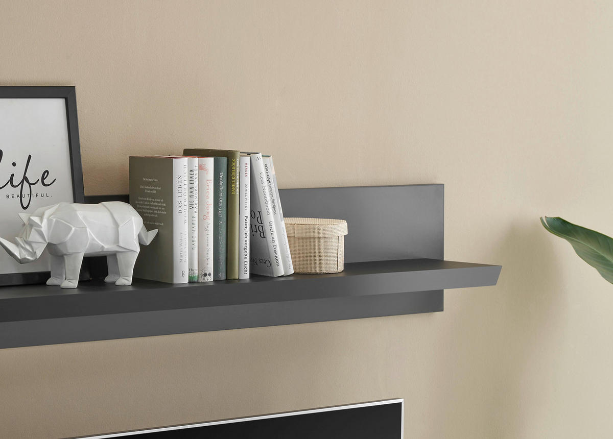 WOHNWAND 4-teilig  in Schwarz, Eichefarben  319/200/42 cm  - Eichefarben/Messingfarben, Design, Holzwerkstoff/Metall (319/200/42cm) - MID.YOU