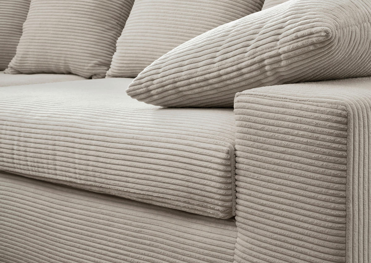 ECKSOFA Beige Cord  - Beige/Schwarz, MODERN, Kunststoff/Textil (200/278cm) - Livetastic