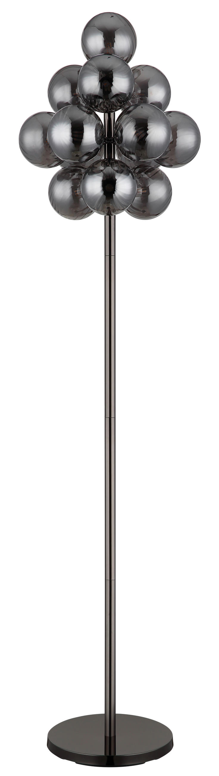 STEHLEUCHTE 39,5/160 cm    - Schwarzchrom/Schwarz, Design, Glas/Kunststoff (39,5/160cm) - Globo