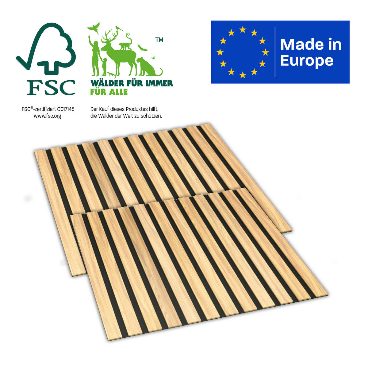 AKUSTIKPANEEL Echtholz Wallution PRO 2 Stück  - Eichefarben, Basics, Holz/Holzwerkstoff (60/60/0.75cm) - Novel