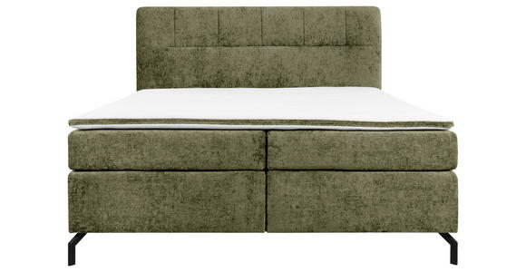BOXSPRINGBETT 180/200 cm,  in Grün, Topper, H3 + H3 = fest  - Schwarz/Grün, Design, Textil/Metall (180/200cm) - Esposa