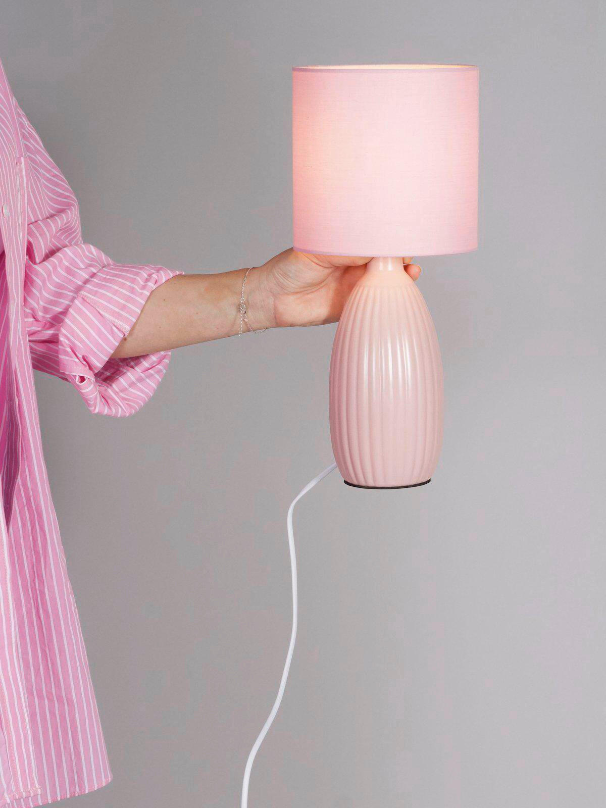 TISCHLEUCHTE Uno   - Goldfarben/Rosa, Trend, Keramik/Metall (16/37cm) - PR Home