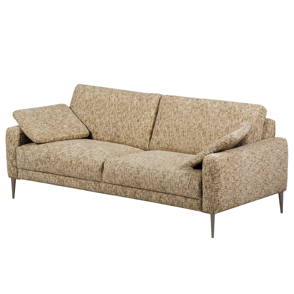 3,5-SITZER - Hellbraun/Schwarzchrom, Design, Textil/Metall (207/85/92cm) - Livetastic