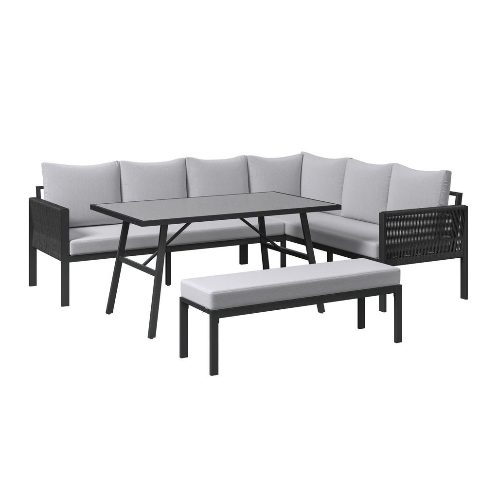 Ambia Garden JEDÁLENSKÁ TERASOVÁ SÚPRAVA 4-dielne, kov, plast, textil