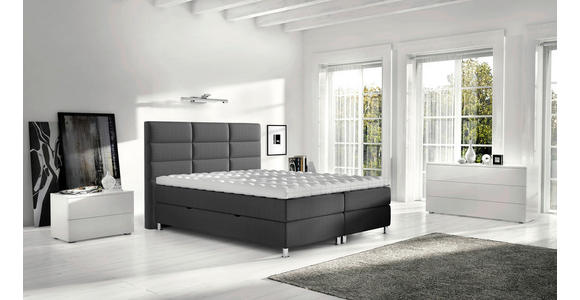 BOXBETT 180/200 cm in Anthrazit - Chromfarben/Anthrazit, KONVENTIONELL, Textil/Metall (180/200cm) - Carryhome