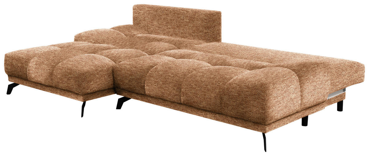 ECKSOFA in Chenille Goldfarben  - Goldfarben/Schwarz, Modern, Textil/Metall (182/290cm) - Hom`in
