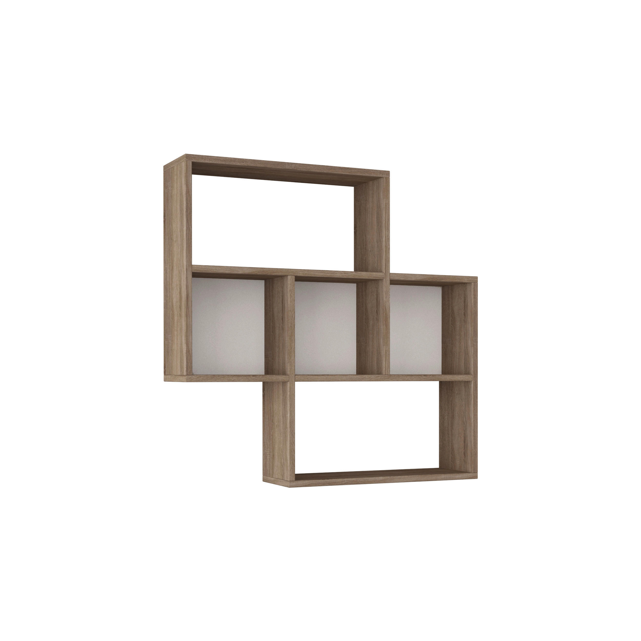 WANDREGAL  - Eichefarben/Weiß, Design, Holzwerkstoff (85/85/20cm) - Livetastic