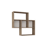WANDREGAL 85/85/20 cm  - Weiss/Eichefarben, Design, Holzwerkstoff (85/85/20cm) - Livetastic