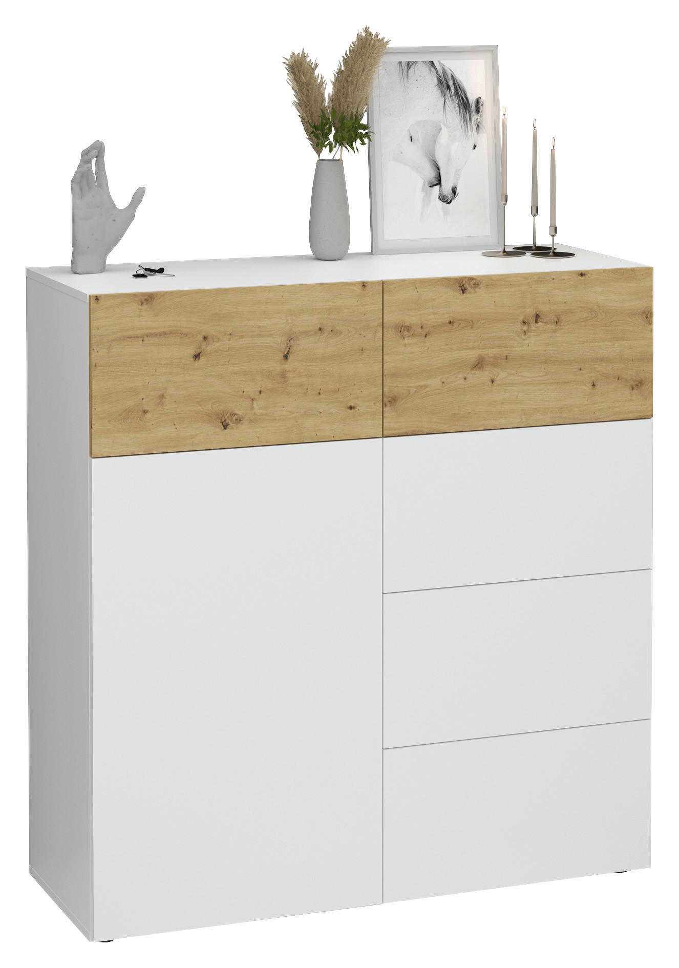 KOMMODE  in 109/115/42 cm  - Schwarz/Weiß, Design, Holzwerkstoff/Kunststoff (109/115/42cm) - MID.YOU