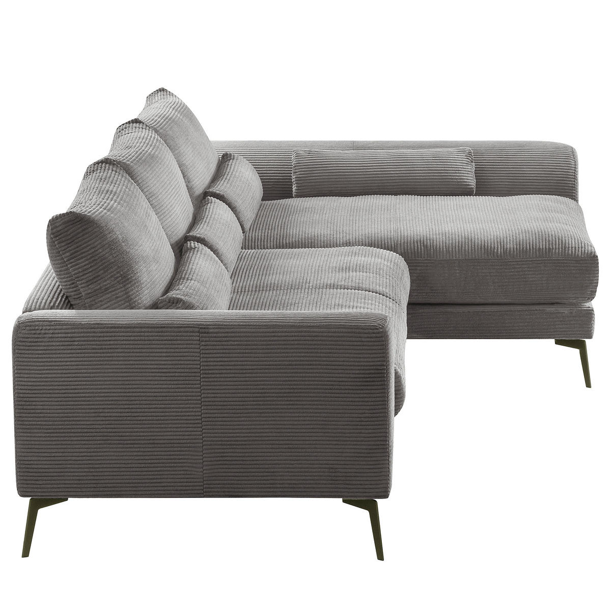 ECKSOFA Grau Cord Nierenkissen, Rückenkissen  - Schwarz/Grau, Design, Textil/Metall (313/172cm) - P & B