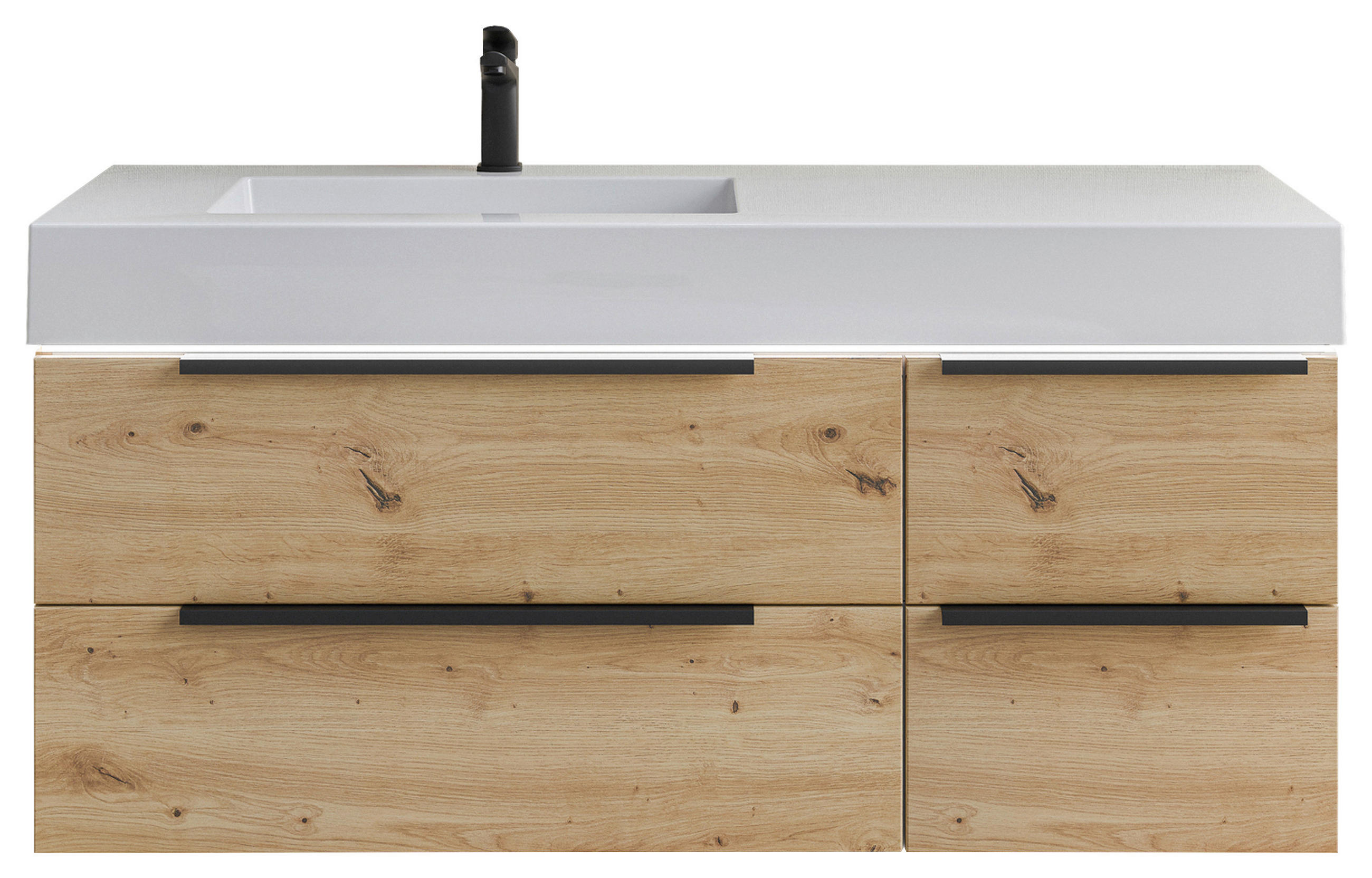 WASCHTISCHKOMBI 127 cm  - Schwarz/Eiche Artisan, KONVENTIONELL, Holzwerkstoff/Stein (127cm) - Dieter Knoll