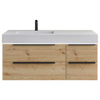 WASCHTISCHKOMBI 127 cm  - Schwarz/Eiche Artisan, KONVENTIONELL, Holzwerkstoff/Stein (127cm) - Dieter Knoll