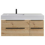 WASCHTISCHKOMBI 127 cm  - Schwarz/Eiche Artisan, KONVENTIONELL, Holzwerkstoff/Stein (127cm) - Dieter Knoll