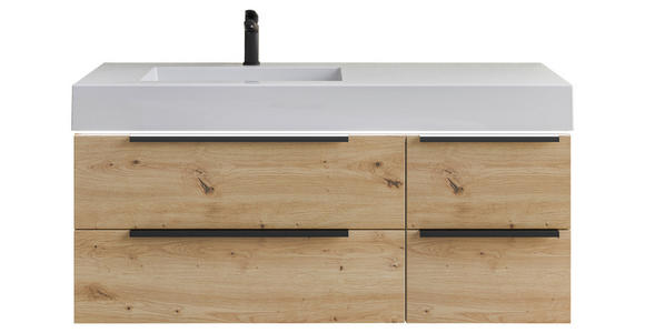 WASCHTISCHKOMBI 127 cm  - Schwarz/Eiche Artisan, KONVENTIONELL, Holzwerkstoff/Stein (127cm) - Dieter Knoll