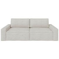 SCHLAFSOFA Bouclé Creme  - Creme/Schwarz, Design, Kunststoff/Textil (250/83/115cm) - Ambia Home