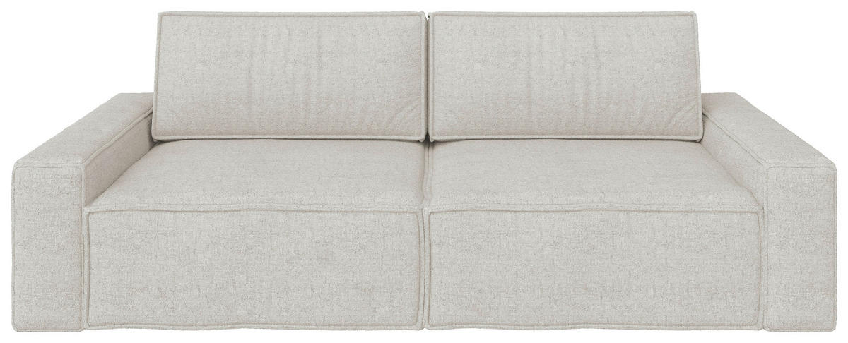 SCHLAFSOFA Bouclé Creme  - Creme/Schwarz, Design, Kunststoff/Textil (250/83/115cm) - Ambia Home