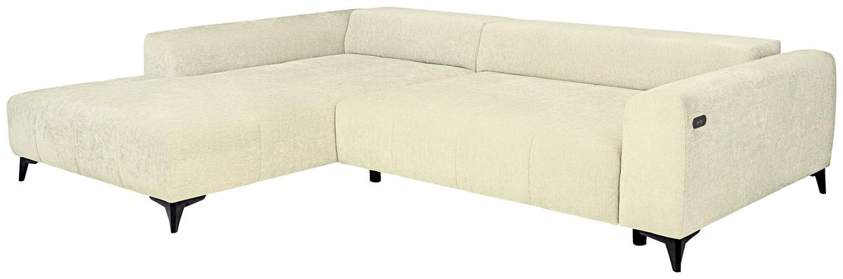 ECKSOFA  in Chenille Creme  222/279 cm  - Creme/Schwarz, KONVENTIONELL, Kunststoff/Textil (222/279cm) - Hom`in