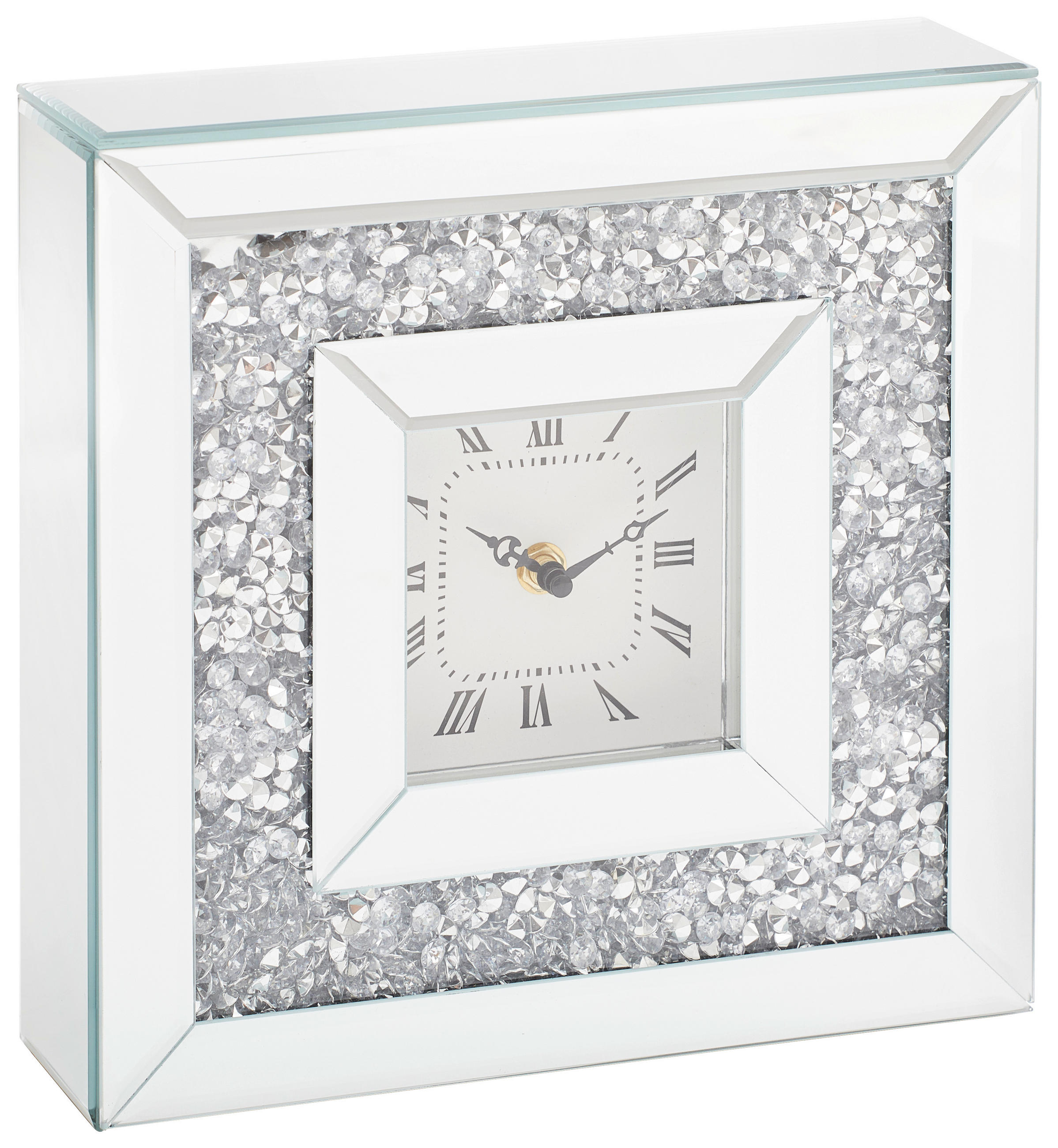 TISCHUHR Silberfarben 25,5/25,5/6,5 cm  - Silberfarben, Basics, Glas/Holzwerkstoff (25,5/25,5/6,5cm) - Ambia Home