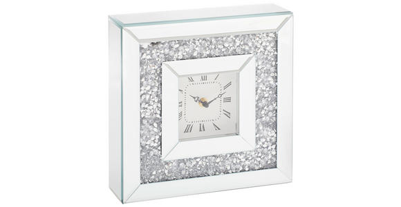 TISCHUHR Silberfarben 25,5/25,5/6,5 cm  - Silberfarben, Basics, Glas/Holzwerkstoff (25,5/25,5/6,5cm) - Ambia Home