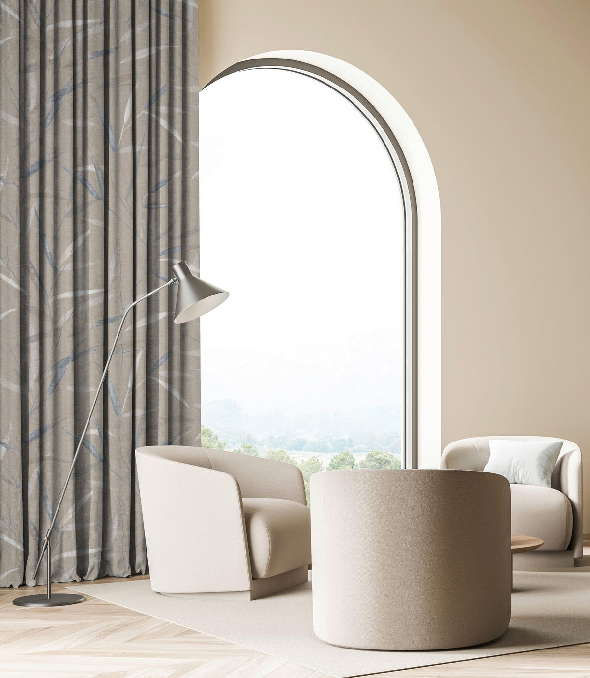 VORHANGSTOFF per lfm Verdunkelung  - Cappuccino, KONVENTIONELL, Textil (76cm) - Esposa