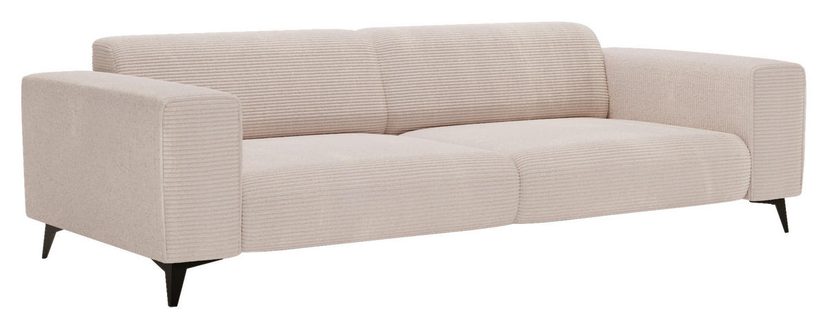 3-SITZER-SOFA Cord Creme  - Creme/Schwarz, KONVENTIONELL, Textil/Metall (237/75/104cm) - Carryhome
