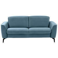 2,5-SITZER in Echtleder Hellblau  - Schwarz/Hellblau, Natur, Leder/Metall (194/81/110cm) - Valdera
