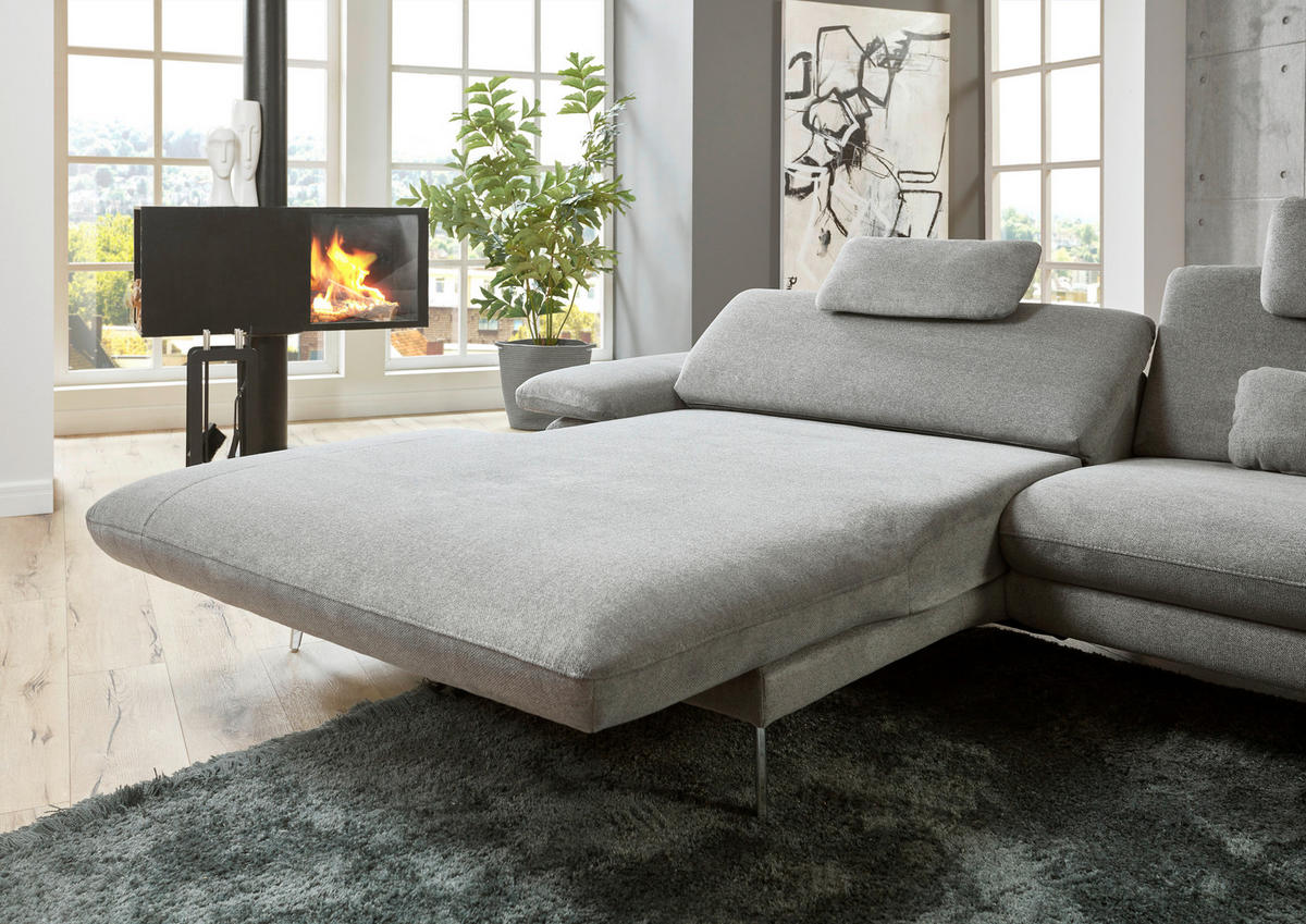 ECKSOFA in Webstoff Grau  - Schwarz/Grau, Design, Textil/Metall (180/284cm) - Dieter Knoll