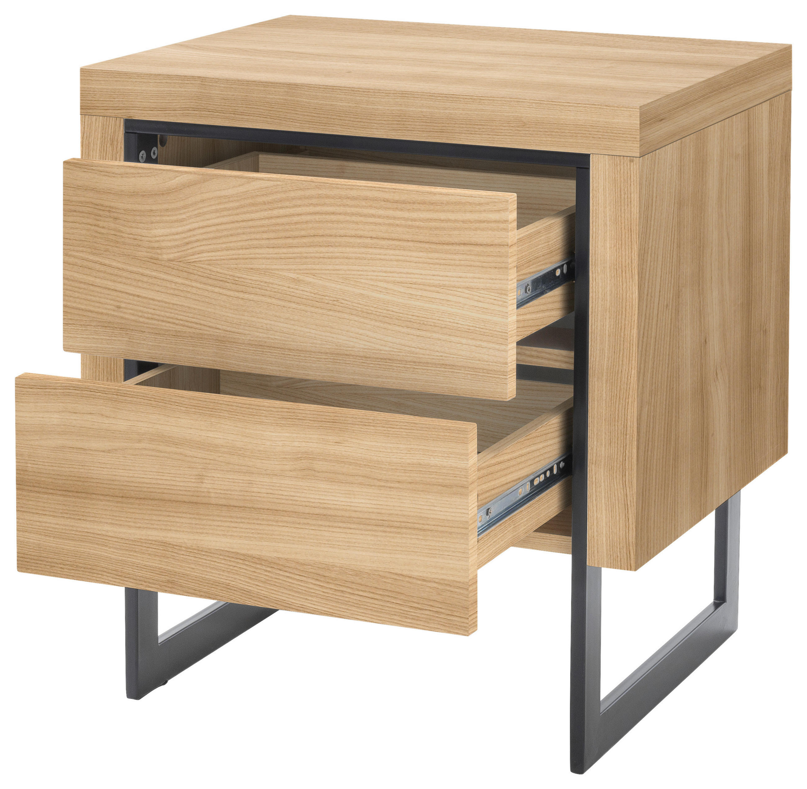 NACHTSCHRANK 50/55/40 cm Eiche furniert  - Eichefarben/Schwarz, Design, Holz/Holzwerkstoff (50/55/40cm)