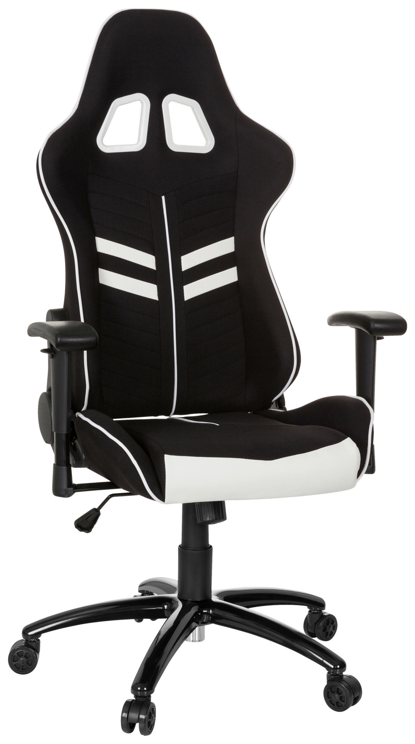 GAMINGSTUHL Schwarz, Weiß Kunststoff, Textil   - Schwarz/Weiß, MODERN, Kunststoff/Textil (72/138/63cm) - MID.YOU