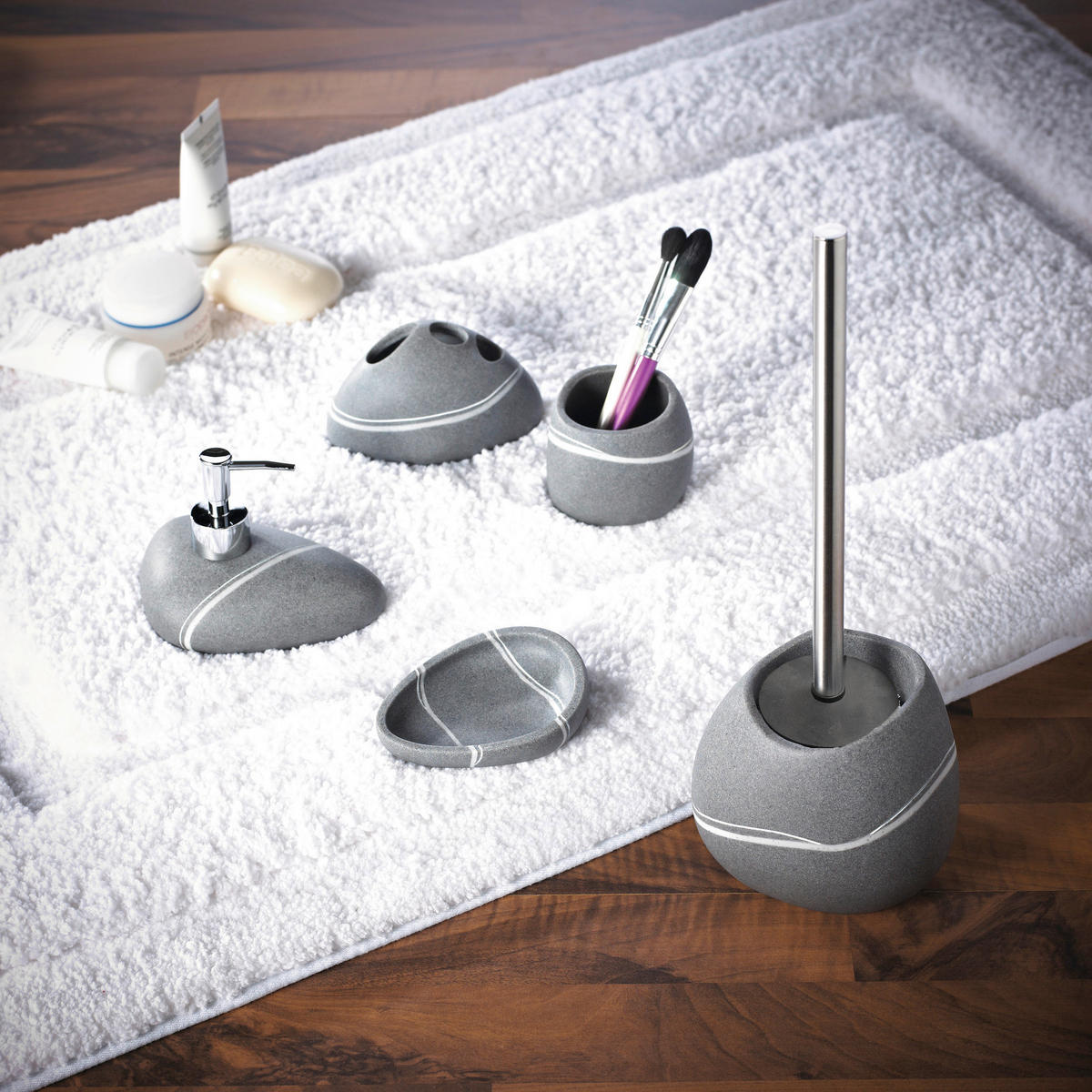 WC-BÜRSTENGARNITUR in Metall  Kunststoff   - Chromfarben/Grau, Basics, Keramik/Kunststoff (13,8/37/12,9cm) - Sadena