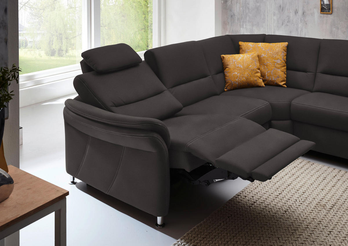 WOHNLANDSCHAFT in Mikrofaser Anthrazit  - Anthrazit/Alufarben, Konventionell, Textil/Metall (262/335/173cm) - Beldomo System