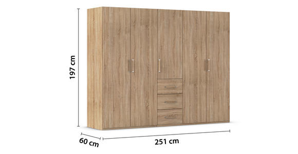 DREHTÜRENSCHRANK  in Sonoma Eiche  - Sonoma Eiche, Design, Holzwerkstoff/Kunststoff (251/197/60cm) - Novel