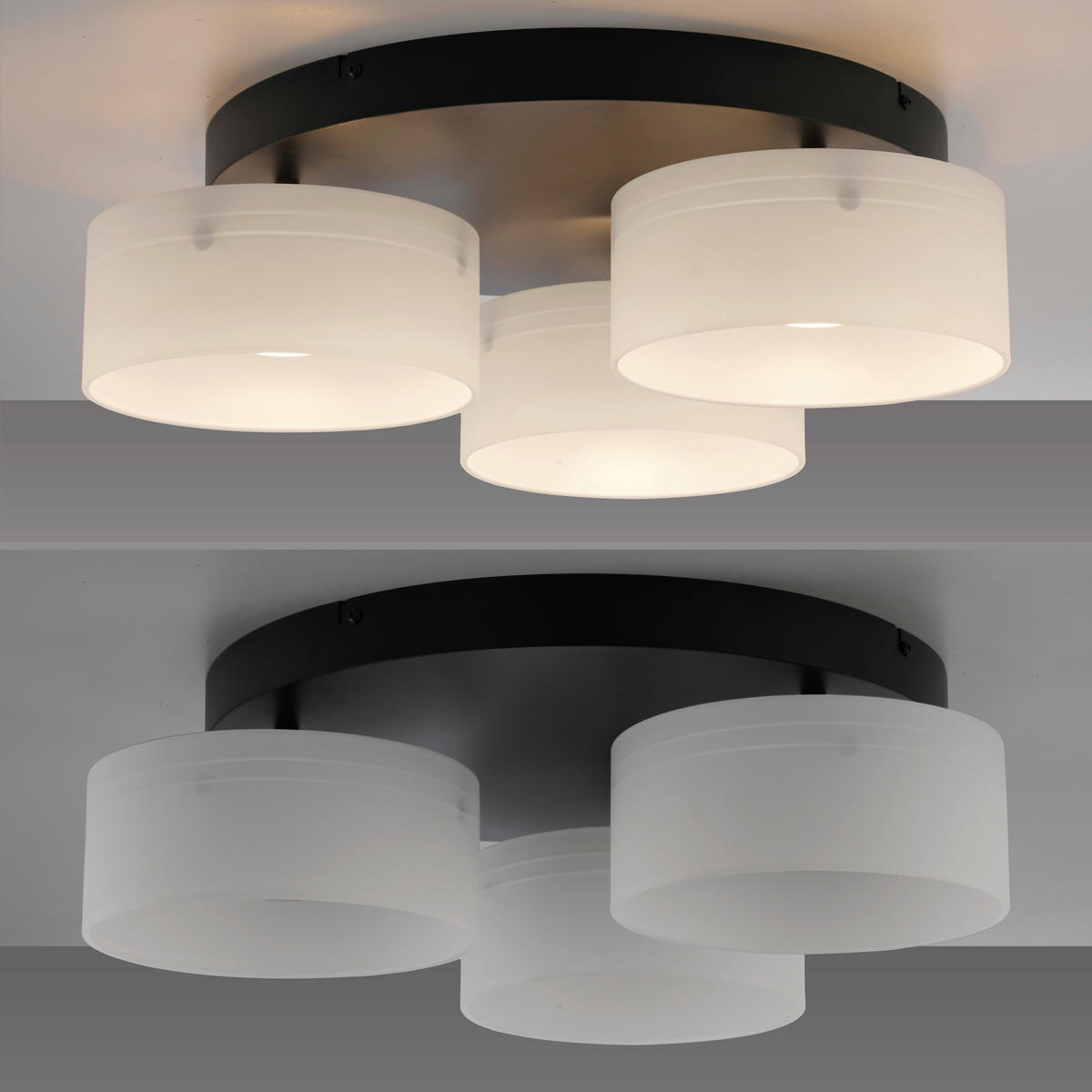 LED-DECKENLEUCHTE Marika 57/57/20 cm   - Schwarz, Design, Glas/Kunststoff (57/57/20cm) - Paul Neuhaus