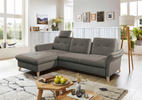 ECKSOFA Dunkelgrau Lederlook (vegan)  - Eichefarben/Dunkelgrau, Design, Holz/Textil (176/268cm) - Livetastic