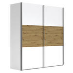 SCHWEBETÜRENSCHRANK  in Weiß, Eiche Artisan  - Alufarben/Weiß, KONVENTIONELL, Holzwerkstoff/Metall (150/216/68cm) - Hom`in
