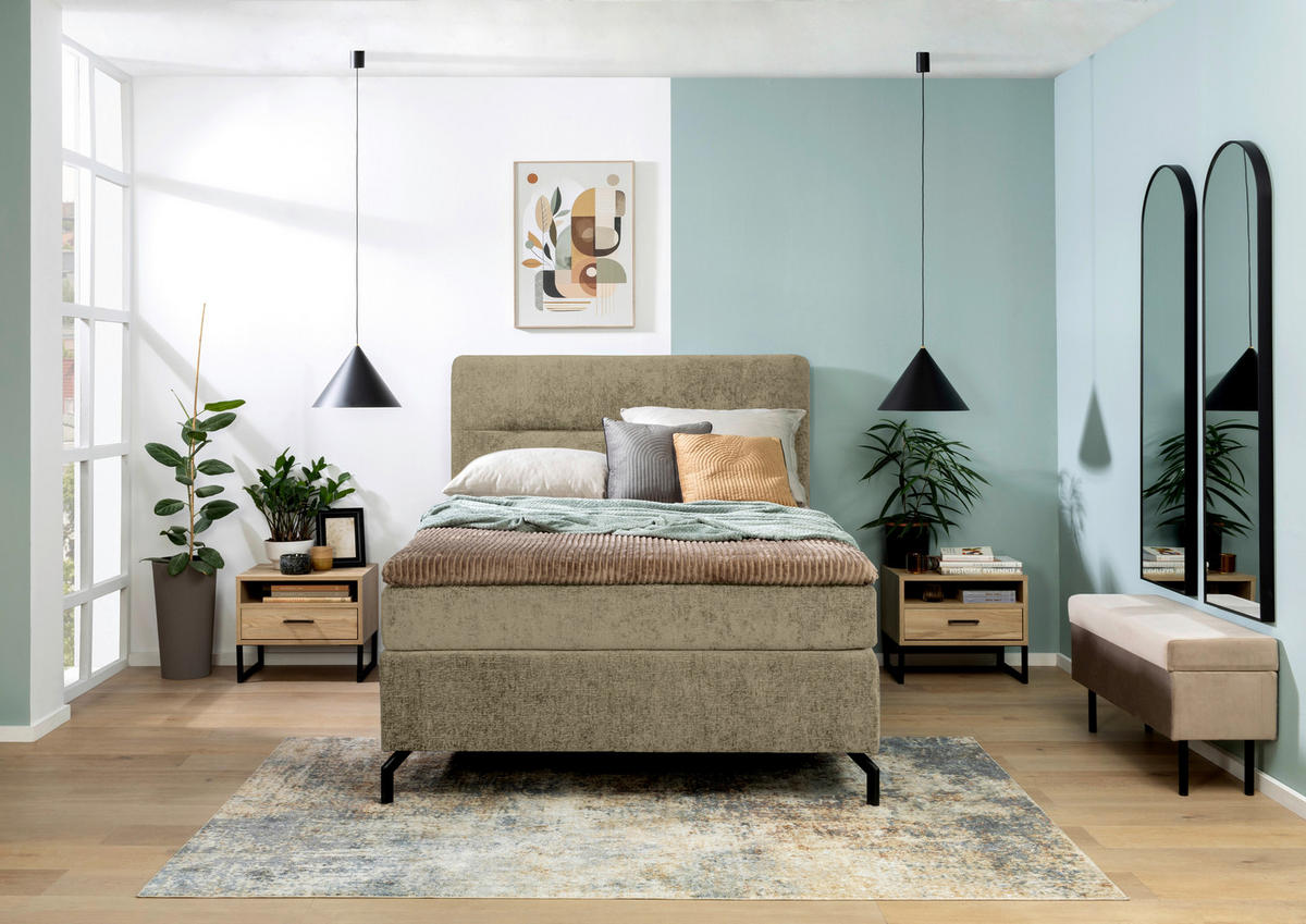 BOXSPRINGBETT 140/200 cm  in Cappuccino  - Schwarz/Cappuccino, Design, Textil/Metall (140/200cm) - Esposa