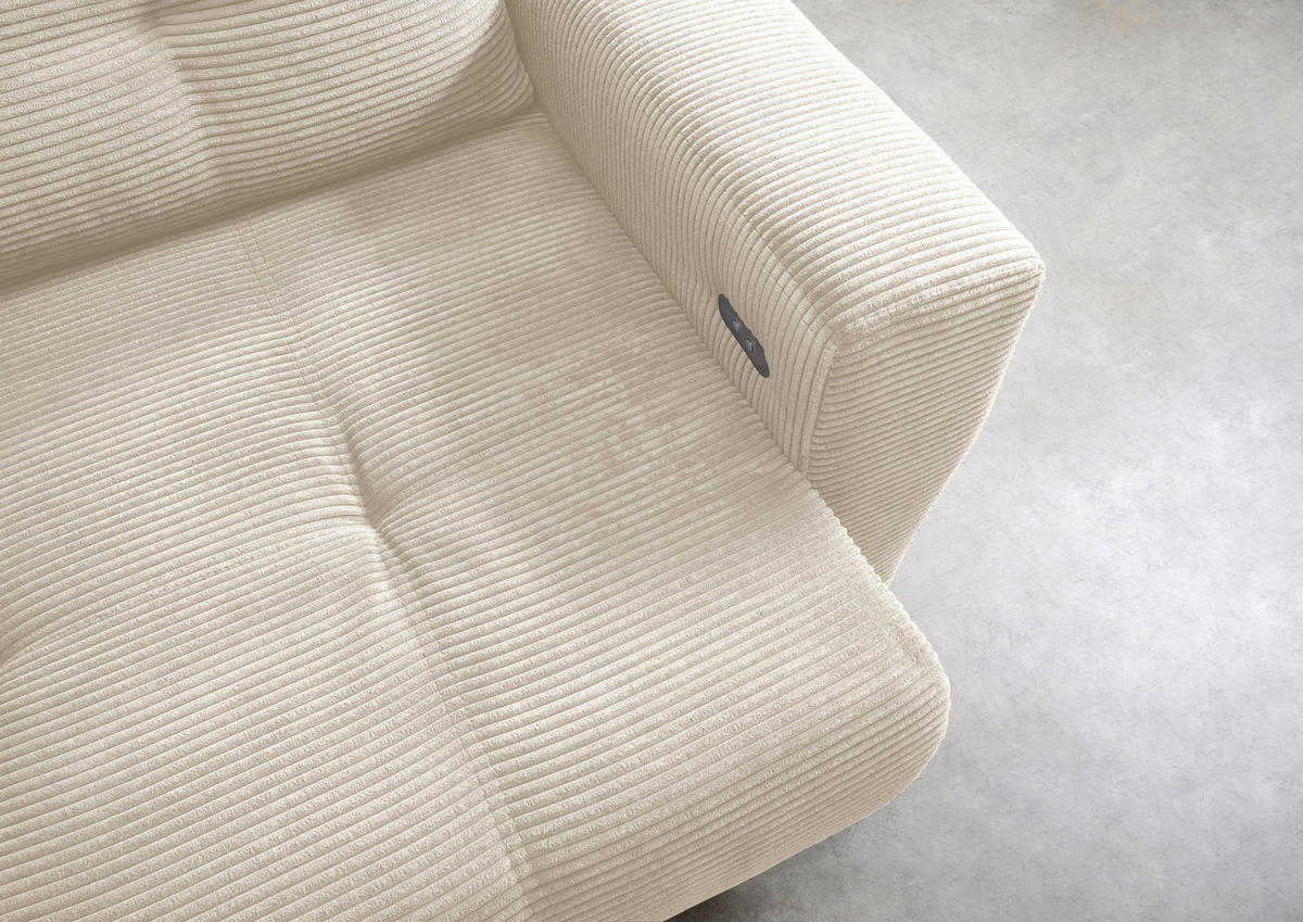 ECKSOFA in Cord Beige  - Beige/Schwarz, Modern, Holz/Textil (177/246cm) - MID.YOU