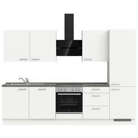 KÜCHENBLOCK 300 cm   in Weiß, Schieferfarben  - Schieferfarben/Edelstahlfarben, MODERN, Holzwerkstoff/Metall (300cm) - Nobilia