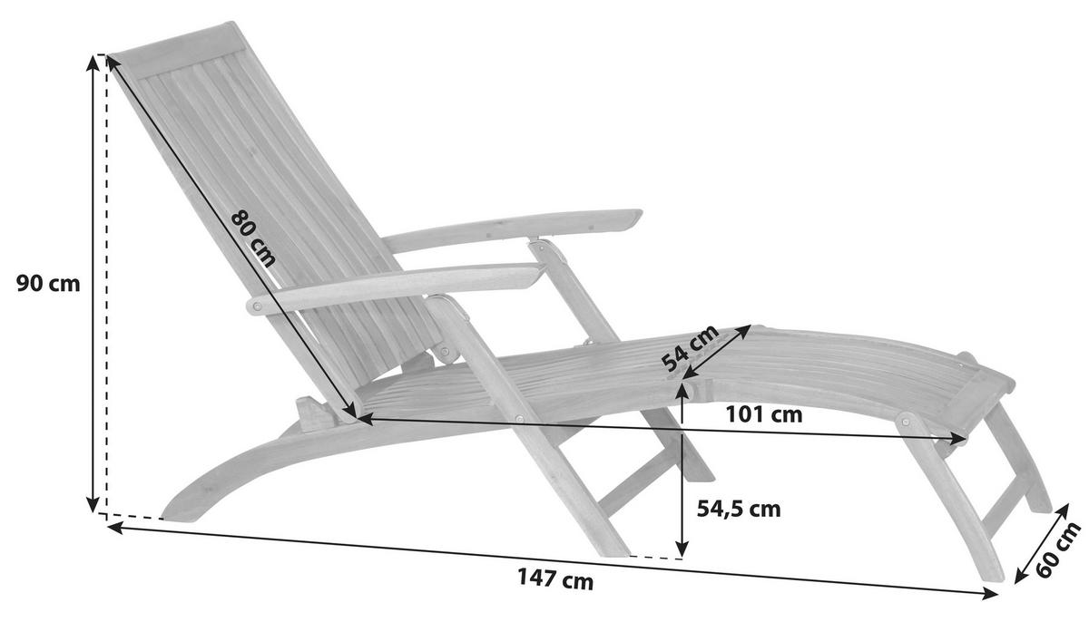BÄDERLIEGE Akazie Akaziefarben  - Akaziefarben, KONVENTIONELL, Holz (60/90/147cm) - Siena Garden